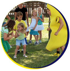 The Banana Lady dancing with children